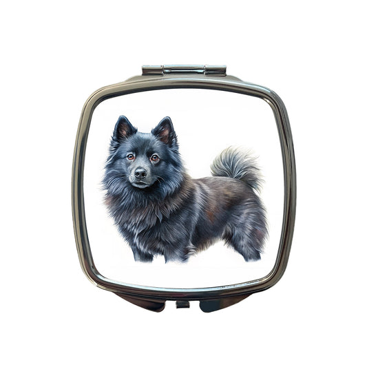 Schipperke Dog Illustration Small Travel Purse Handbag Pocket Makeup Compact Mirror
