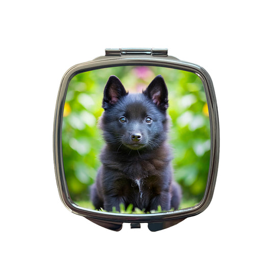 Schipperke Dog Puppy Photo Small Travel Purse Handbag Pocket Makeup Compact Mirror