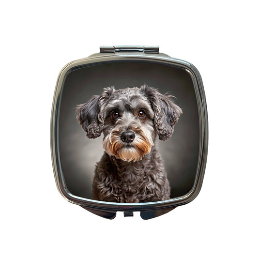 Schnoodle Dog Photo Small Travel Purse Handbag Pocket Makeup Compact Mirror