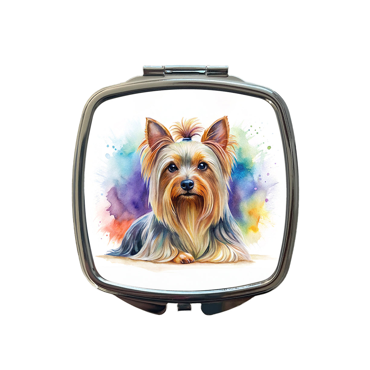 Silky Terrier Dog Watercolor Style Small Travel Purse Handbag Pocket Makeup Compact Mirror