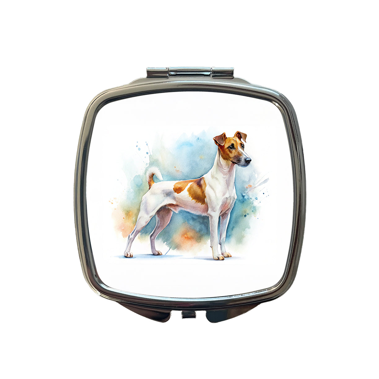 Smooth Fox Terrier Dog Watercolor Style Small Travel Purse Handbag Pocket Makeup Compact Mirror