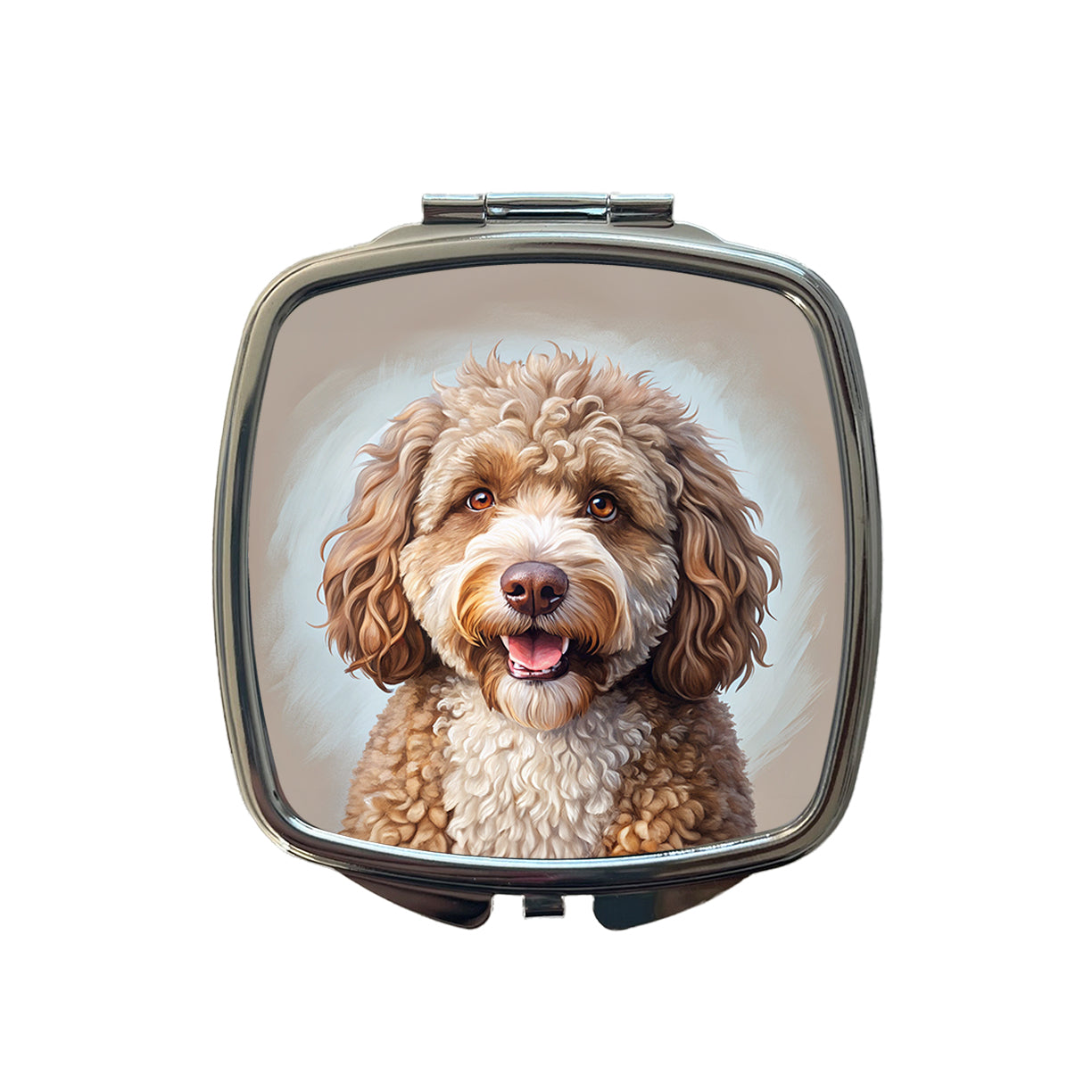 Spanish Water Dog Illustration Small Travel Purse Handbag Pocket Makeup Compact Mirror