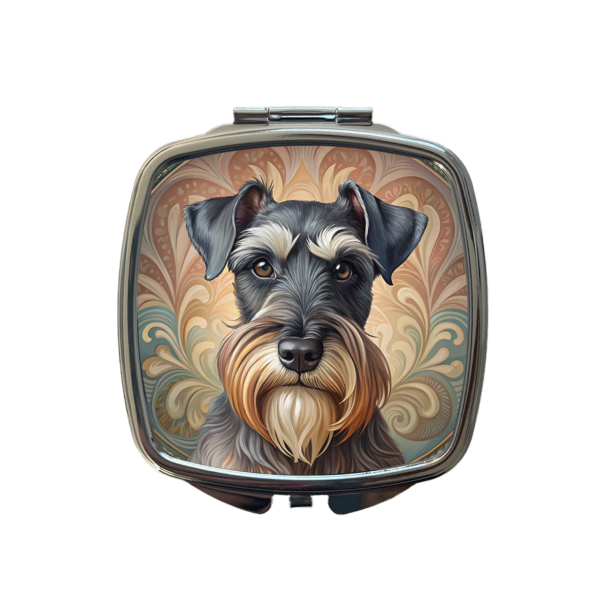 Standard Schnauzer Dog Art Nouveau Small Travel Purse Handbag Pocket Makeup Compact Mirror