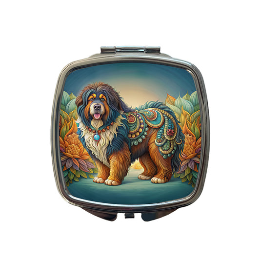 Tibetan Mastiff Dog Art Nouveau Small Travel Purse Handbag Pocket Makeup Compact Mirror