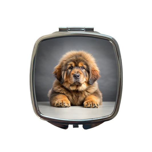 Tibetan Mastiff Dog Puppy Photo Small Travel Purse Handbag Pocket Makeup Compact Mirror
