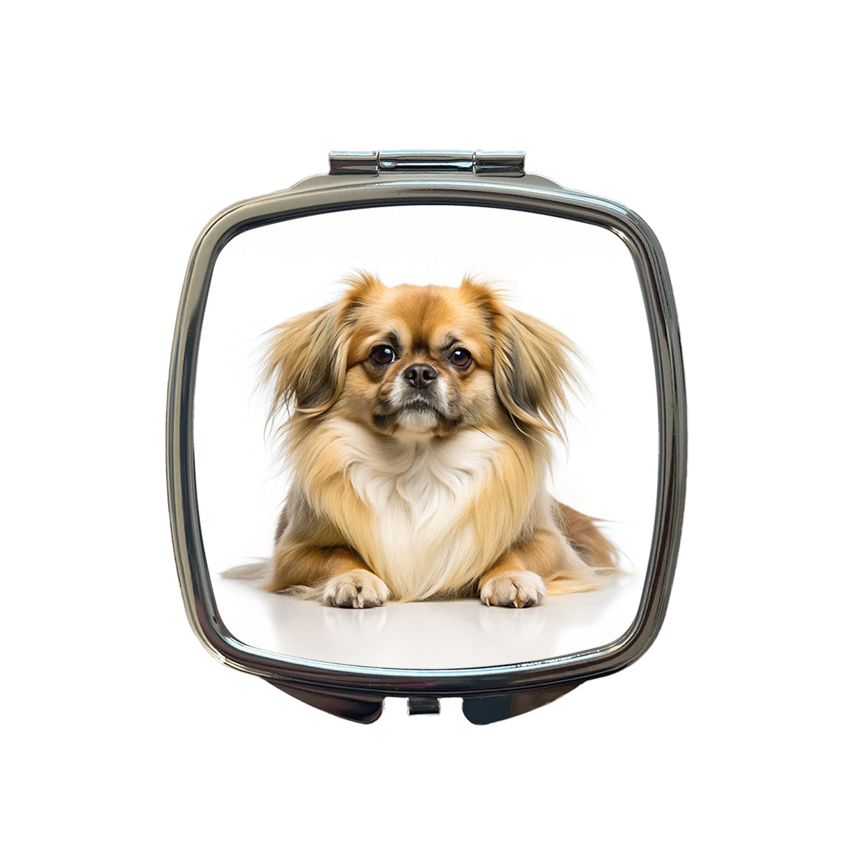 Tibetan Spaniel Dog Photo Small Travel Purse Handbag Pocket Makeup Compact Mirror