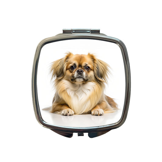 Tibetan Spaniel Dog Photo Small Travel Purse Handbag Pocket Makeup Compact Mirror