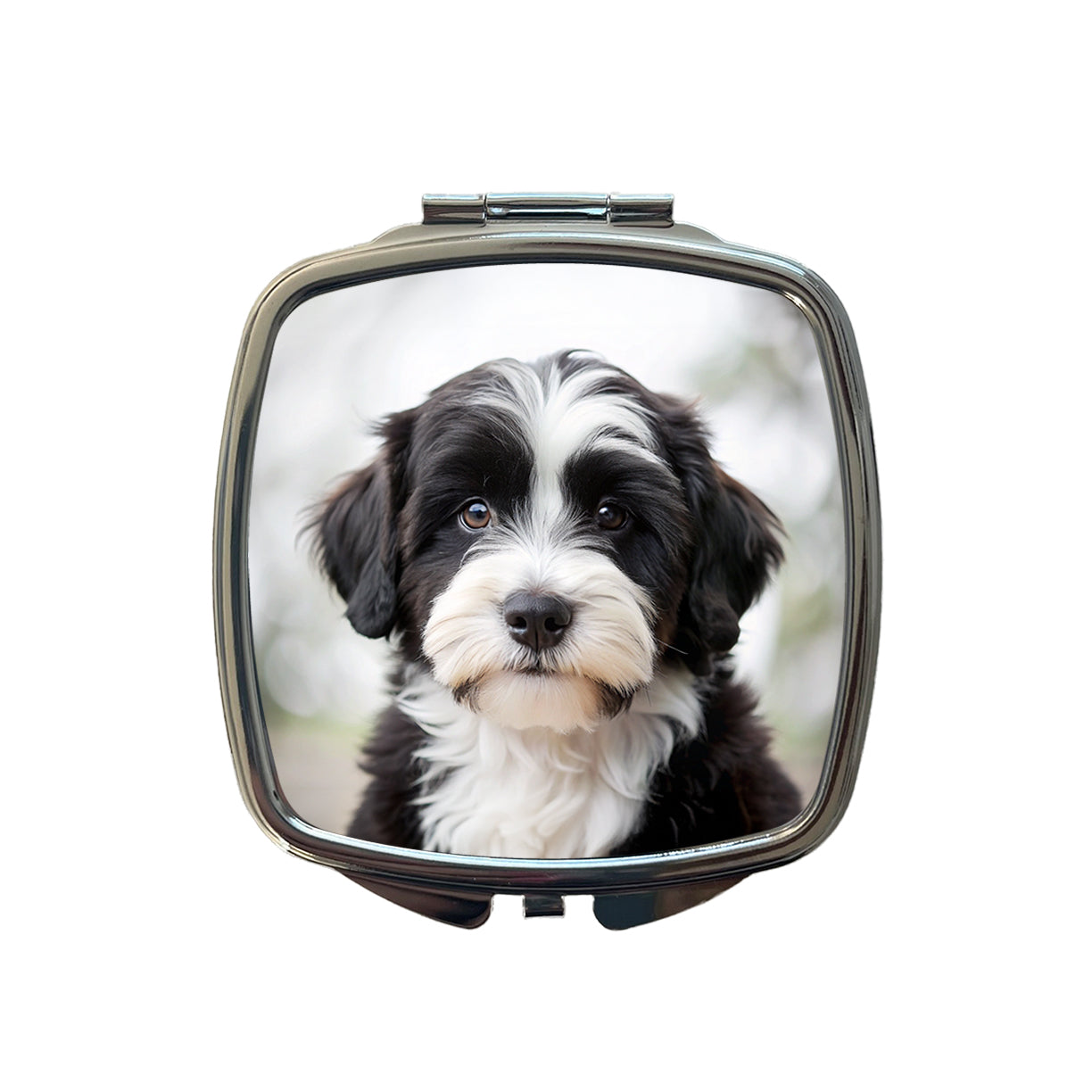 Tibetan Terrier Dog Puppy Photo Small Travel Purse Handbag Pocket Makeup Compact Mirror