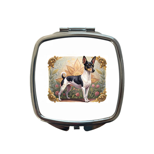 Toy Fox Terrier Dog Art Nouveau Small Travel Purse Handbag Pocket Makeup Compact Mirror