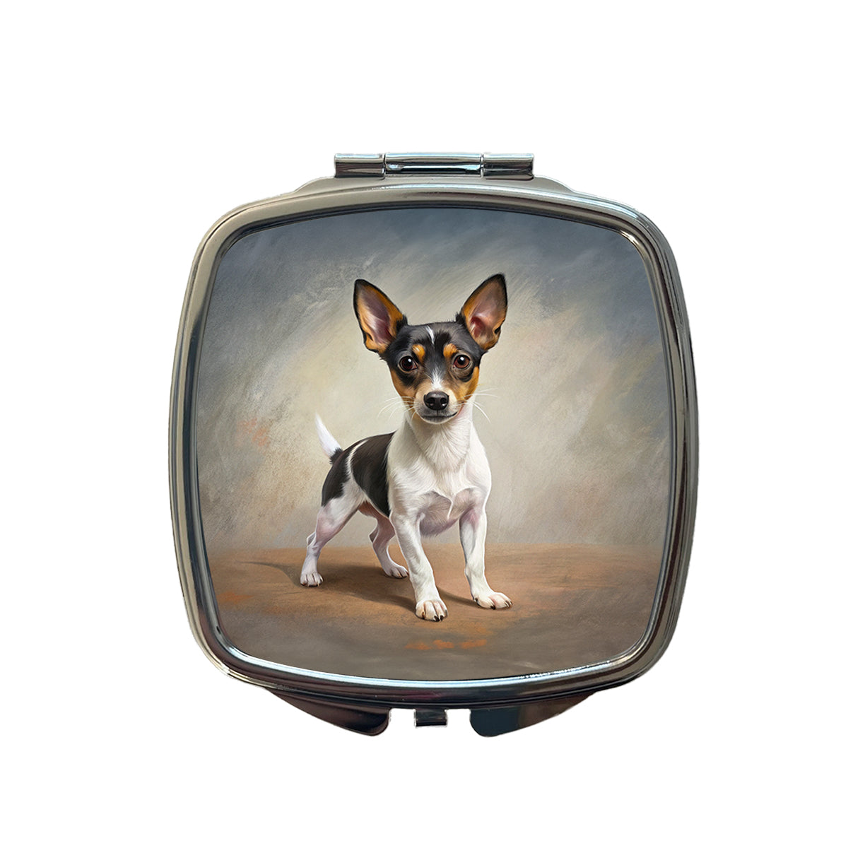 Toy Fox Terrier Dog Illustration Small Travel Purse Handbag Pocket Makeup Compact Mirror