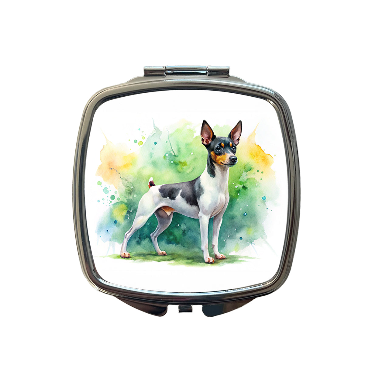 Toy Fox Terrier Dog Watercolor Style Small Travel Purse Handbag Pocket Makeup Compact Mirror