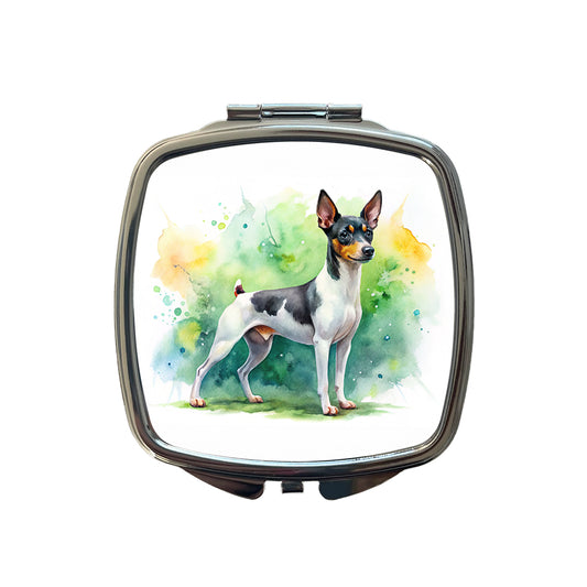 Toy Fox Terrier Dog Watercolor Style Small Travel Purse Handbag Pocket Makeup Compact Mirror