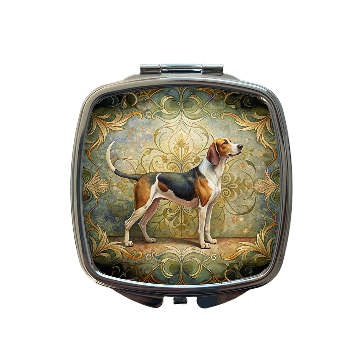 Treeing Walker Coonhound Dog Art Nouveau Small Travel Purse Handbag Pocket Makeup Compact Mirror