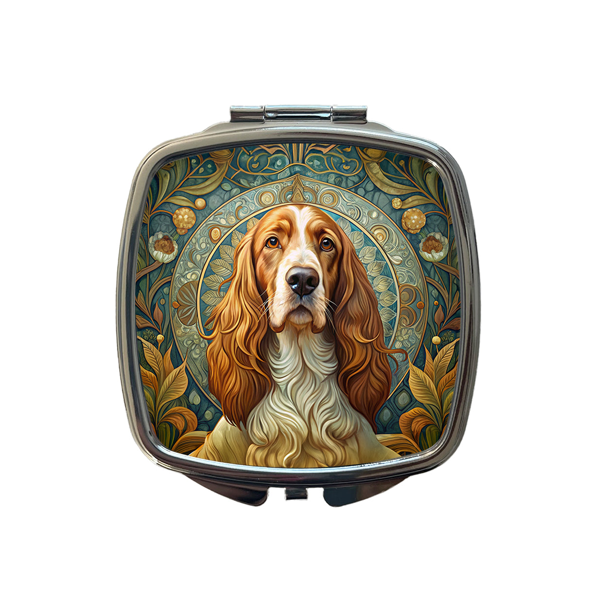 Welsh Springer Spaniel Dog Art Nouveau Small Travel Purse Handbag Pocket Makeup Compact Mirror