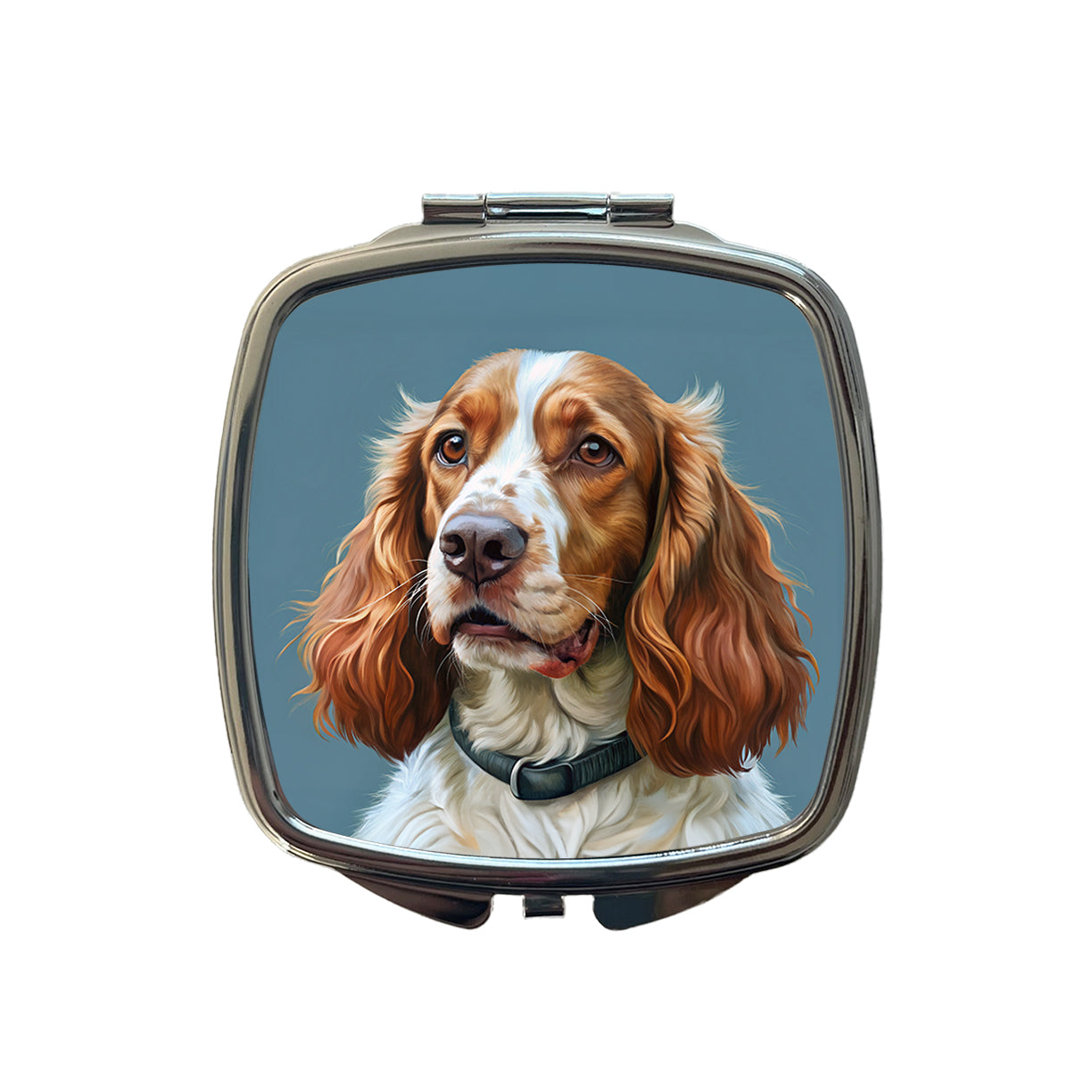 Welsh Springer Spaniel Dog Illustration Small Travel Purse Handbag Pocket Makeup Compact Mirror