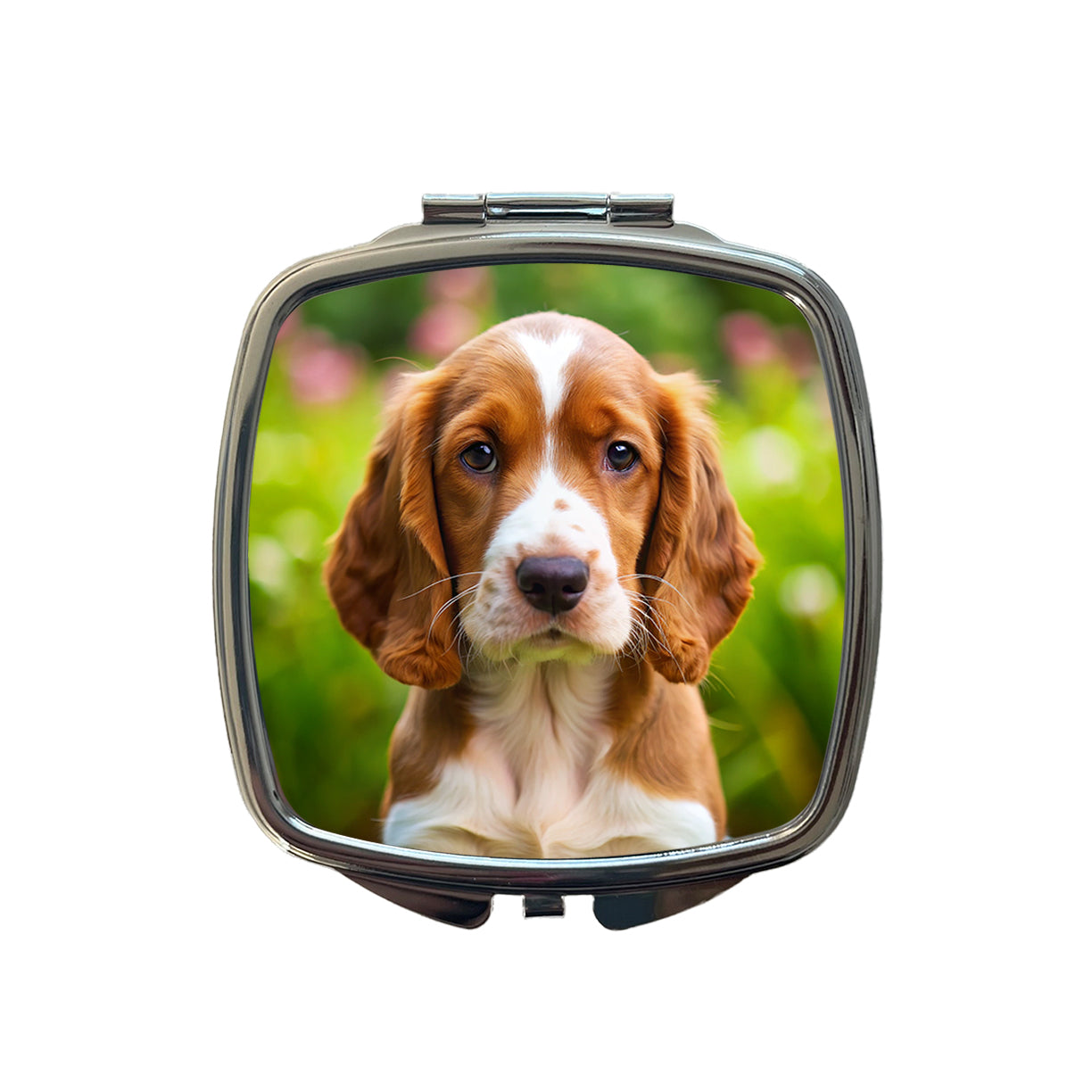 Welsh Springer Spaniel Dog Puppy Photo Small Travel Purse Handbag Pocket Makeup Compact Mirror