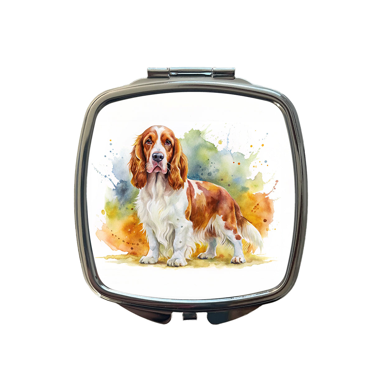Welsh Springer Spaniel Dog Watercolor Style Small Travel Purse Handbag Pocket Makeup Compact Mirror