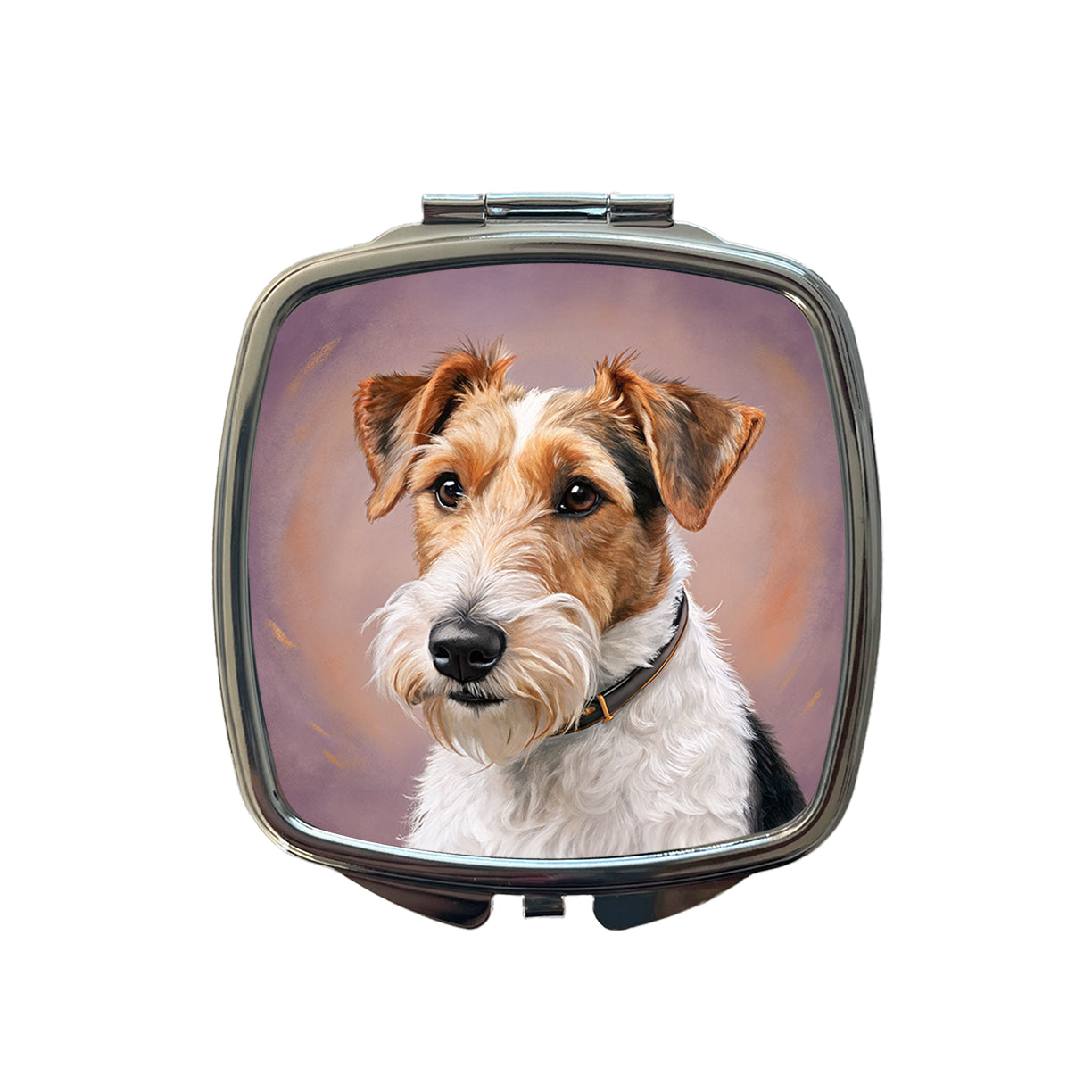 Wire Fox Terrier Dog Illustration Small Travel Purse Handbag Pocket Makeup Compact Mirror