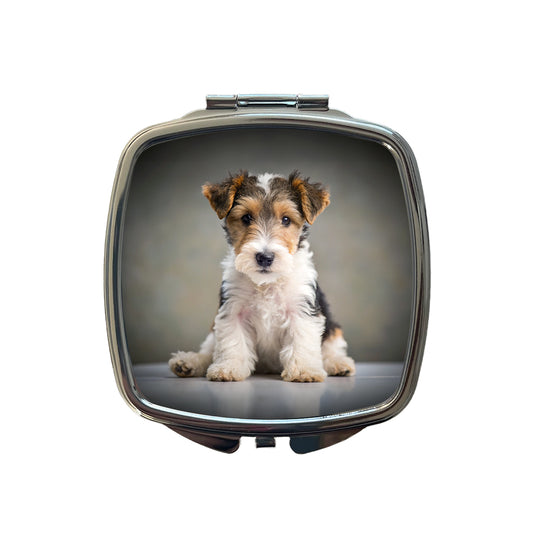 Wire Fox Terrier Dog Puppy Photo Small Travel Purse Handbag Pocket Makeup Compact Mirror