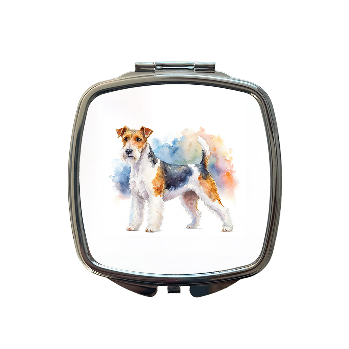 Wire Fox Terrier Dog Watercolor Style Small Travel Purse Handbag Pocket Makeup Compact Mirror
