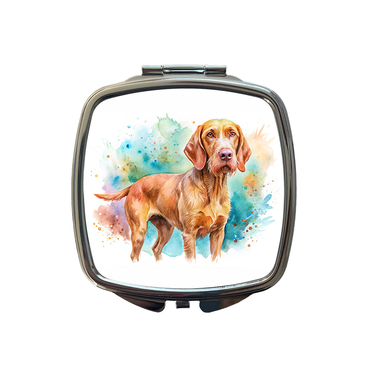 Wirehaired Vizsla Dog Watercolor Style Small Travel Purse Handbag Pocket Makeup Compact Mirror