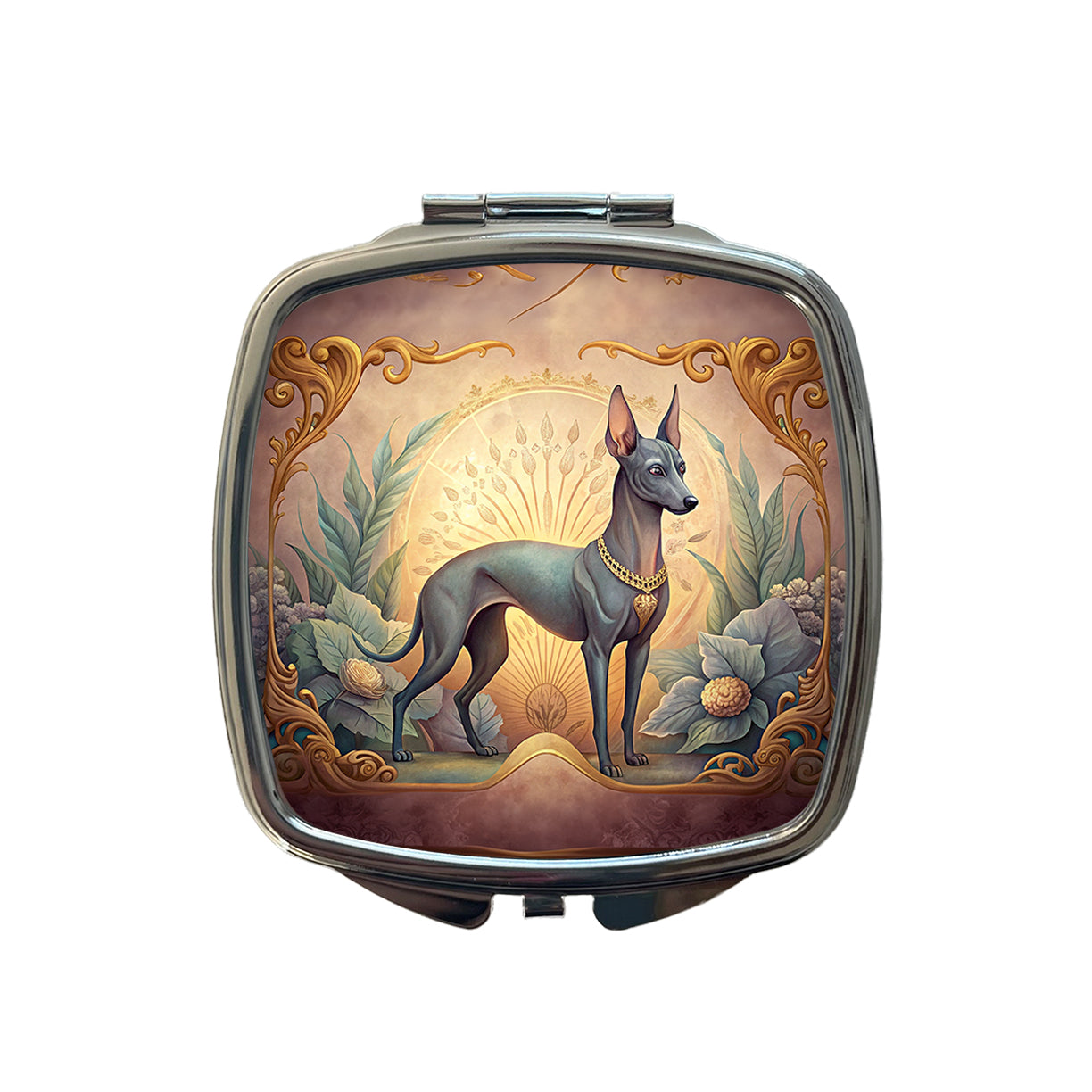 Xoloitzcuintli Xolo Mexican Hairless Dog Art Nouveau Small Travel Purse Handbag Pocket Makeup Compact Mirror