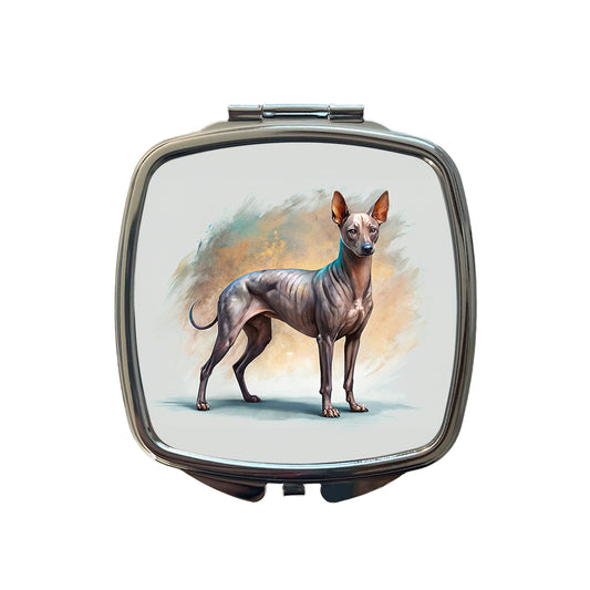 Xoloitzcuintli Xolo Mexican Hairless Dog Illustration Small Travel Purse Handbag Pocket Makeup Compact Mirror