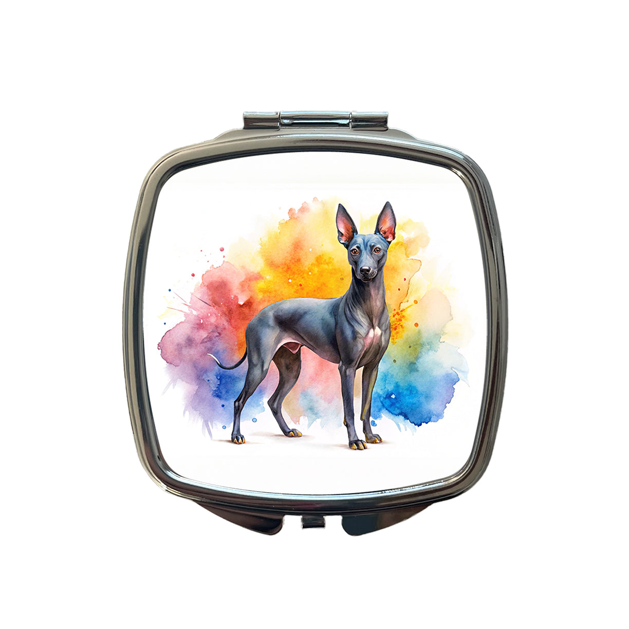 Xoloitzcuintli Xolo Mexican Hairless Dog Watercolor Style Small Travel Purse Handbag Pocket Makeup Compact Mirror
