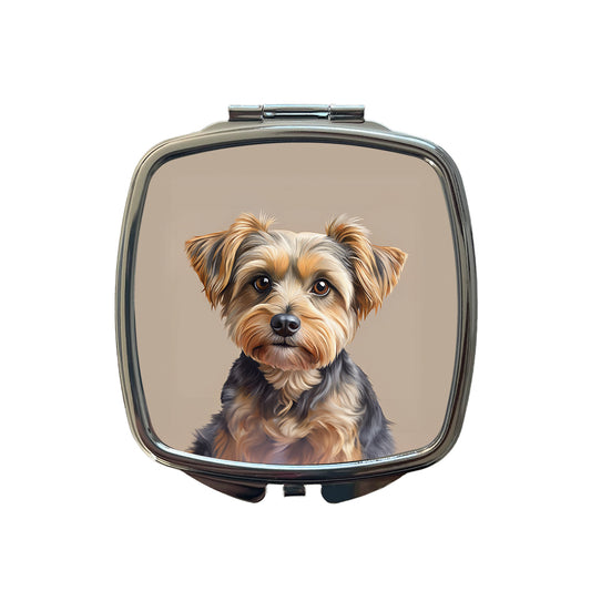 Yorkipoo Dog Illustration Small Travel Purse Handbag Pocket Makeup Compact Mirror