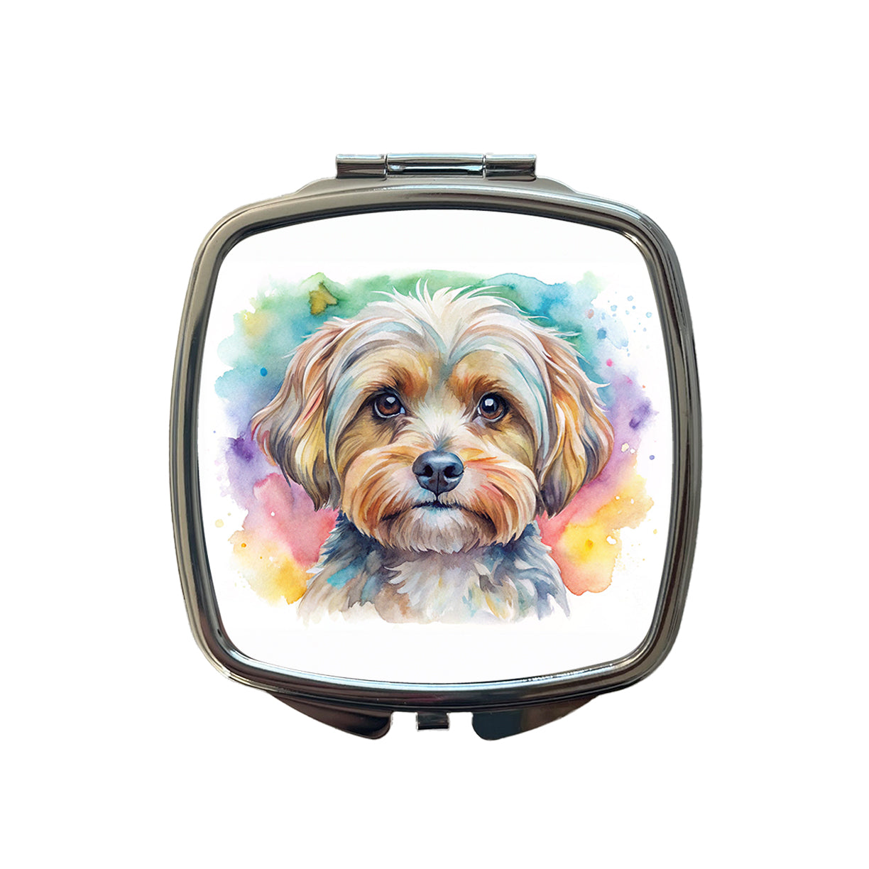 Yorkipoo Dog Watercolor Style Small Travel Purse Handbag Pocket Makeup Compact Mirror