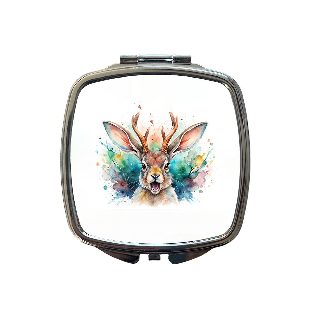 Angry Jackalope Watercolor Small Travel Purse Handbag Pocket Makeup Compact Mirror