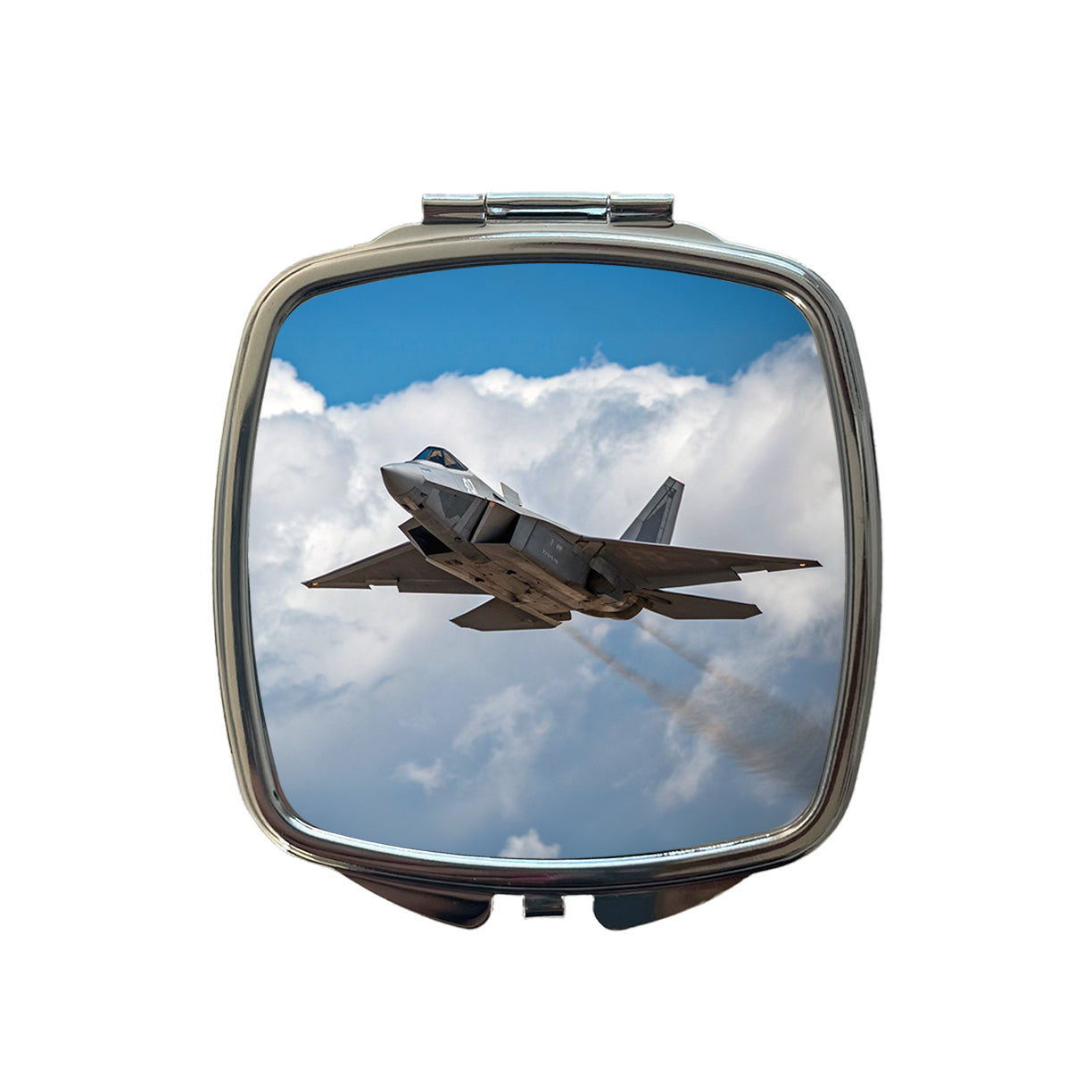 F-22 Raptor In Flight US Air Force Fighter Plane Small Travel Purse Handbag Pocket Makeup Compact Mirror