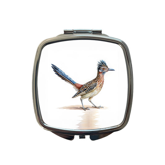 Greater Roadrunner New Mexico State Bird Illustration Small Travel Purse Handbag Pocket Makeup Compact Mirror