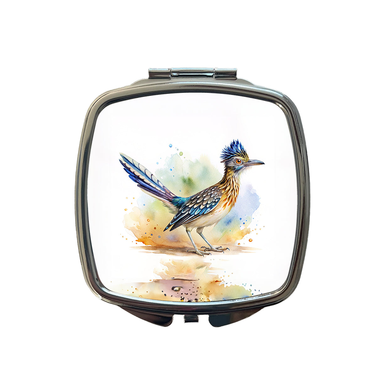 Greater Roadrunner New Mexico State Bird Watercolor Small Travel Purse Handbag Pocket Makeup Compact Mirror