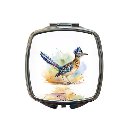 Greater Roadrunner New Mexico State Bird Watercolor Small Travel Purse Handbag Pocket Makeup Compact Mirror