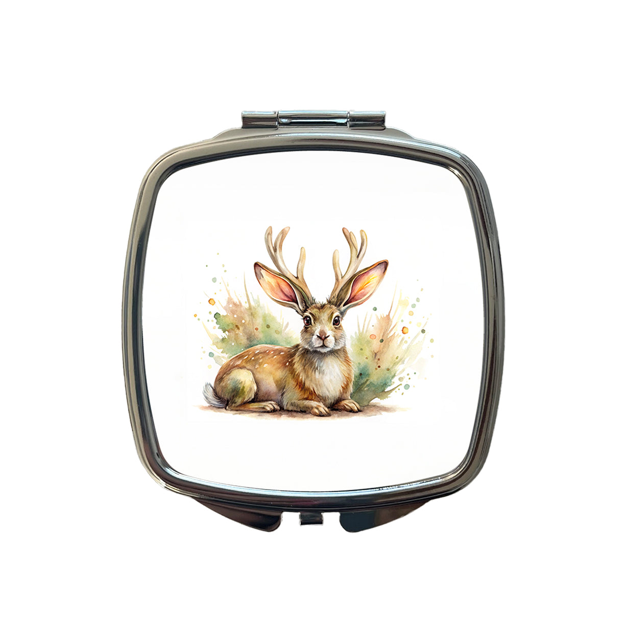 Jackalope Watercolor Small Travel Purse Handbag Pocket Makeup Compact Mirror