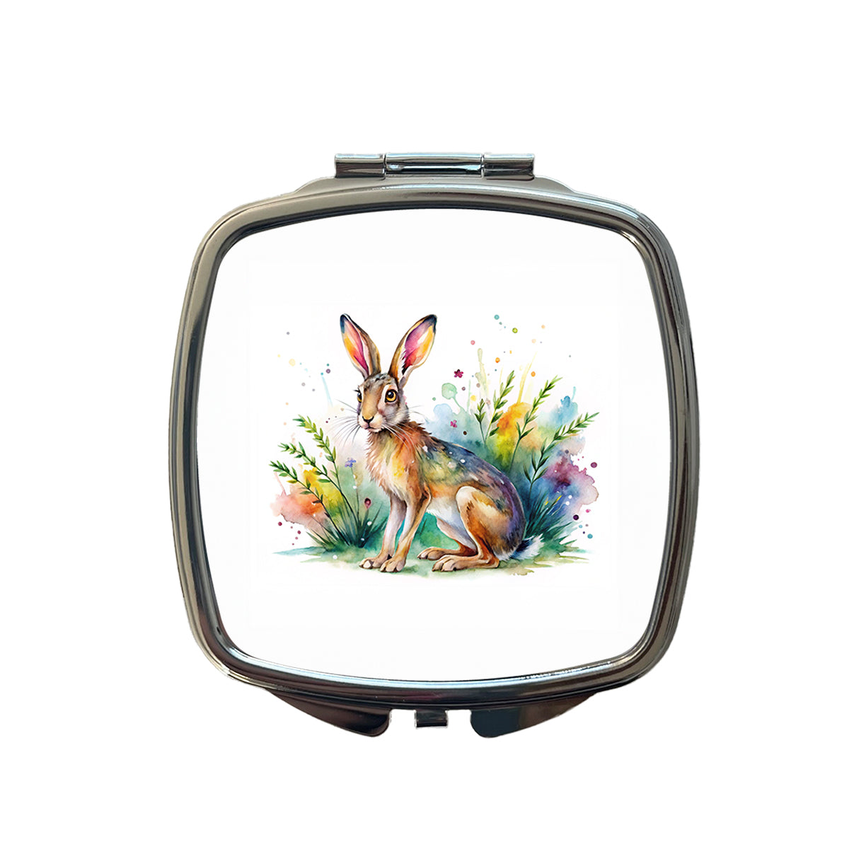 Jackrabbit Watercolor Small Travel Purse Handbag Pocket Makeup Compact Mirror