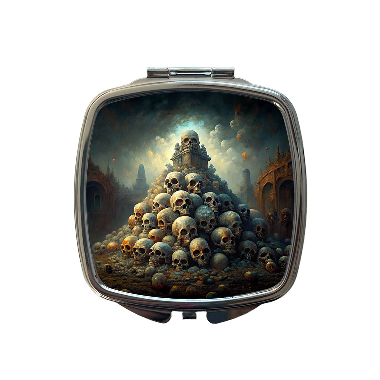 Pile Of Skulls Death Gothic Small Travel Purse Handbag Pocket Makeup Compact Mirror