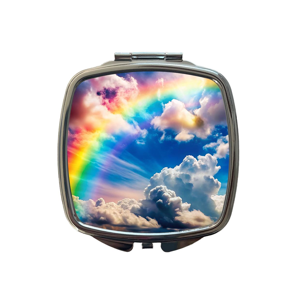 Rainbow in Cloudy Sky Small Travel Purse Handbag Pocket Makeup Compact Mirror