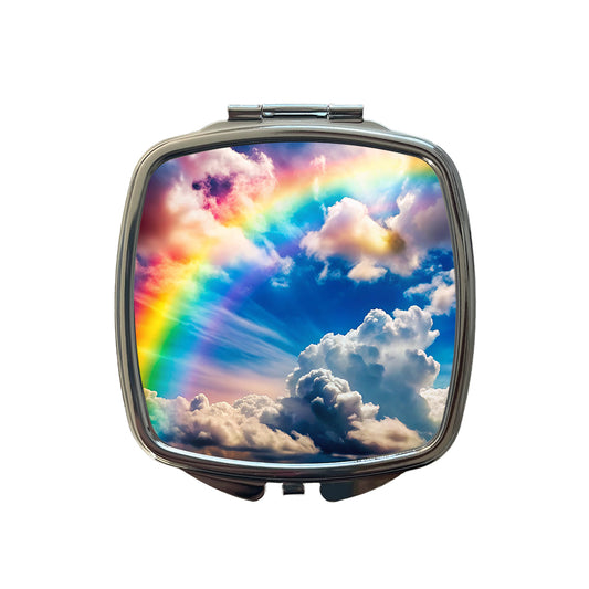 Rainbow in Cloudy Sky Small Travel Purse Handbag Pocket Makeup Compact Mirror