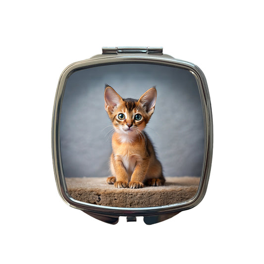 Abyssinian Cat Kitten Photo Small Travel Purse Handbag Pocket Makeup Compact Mirror