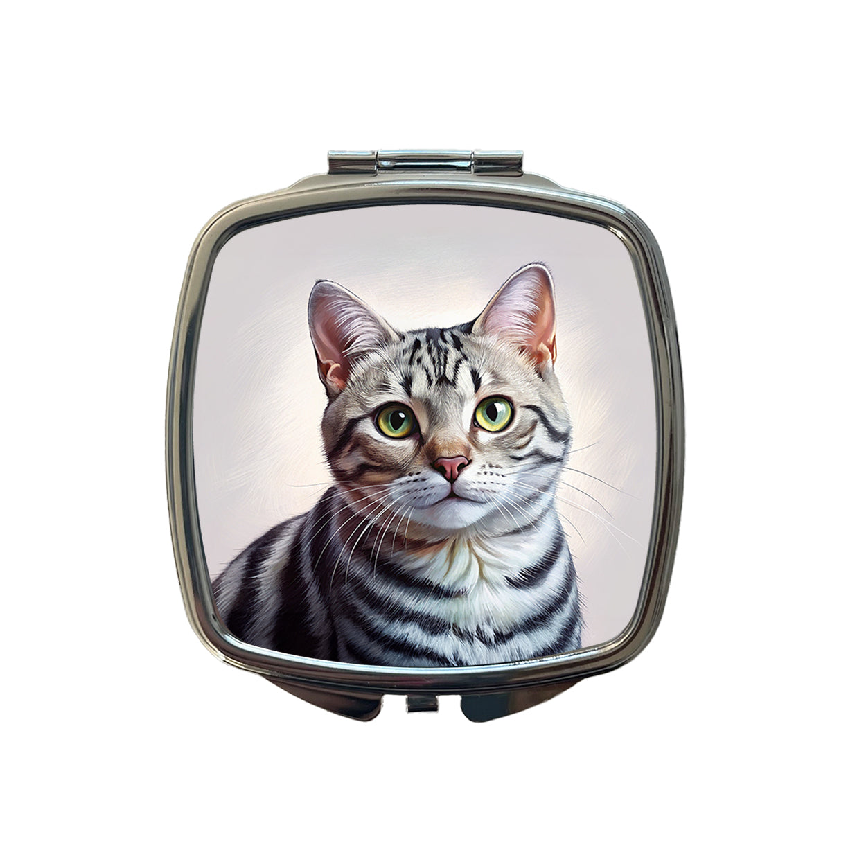 American Shorthair Cat Illustration Small Travel Purse Handbag Pocket Makeup Compact Mirror