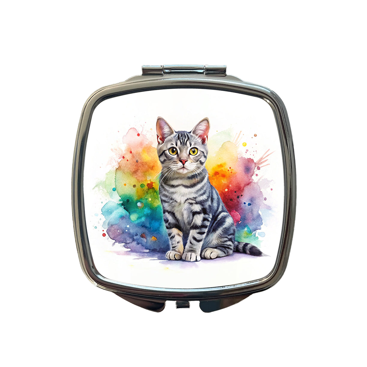 American Shorthair Cat Watercolor Style Small Travel Purse Handbag Pocket Makeup Compact Mirror