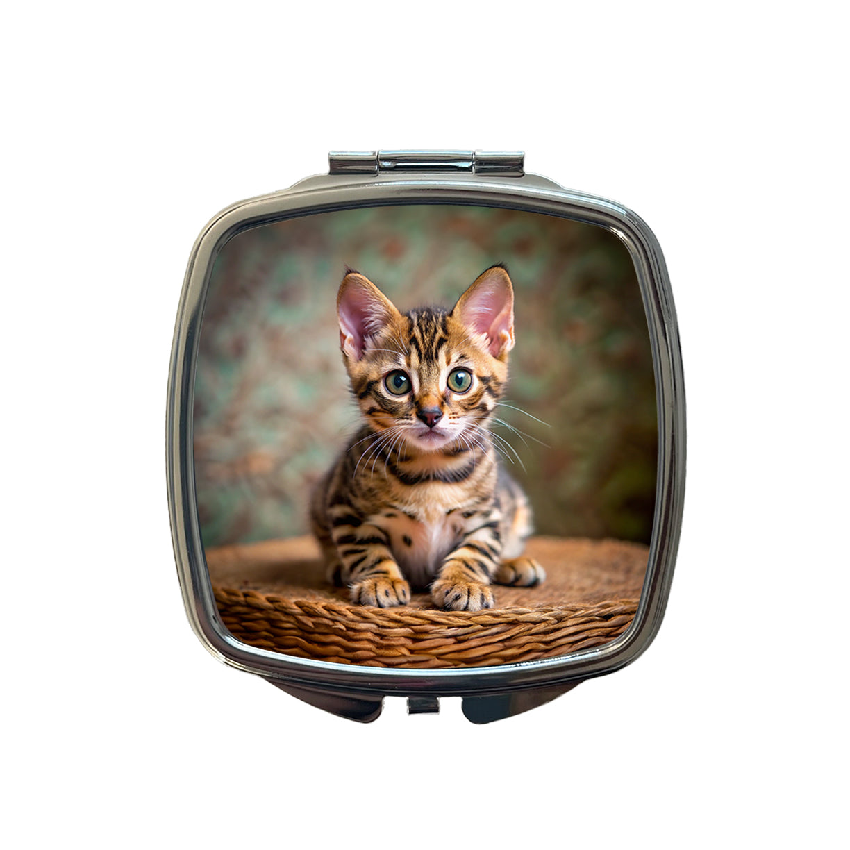 Bengal Cat Kitten Photo Small Travel Purse Handbag Pocket Makeup Compact Mirror