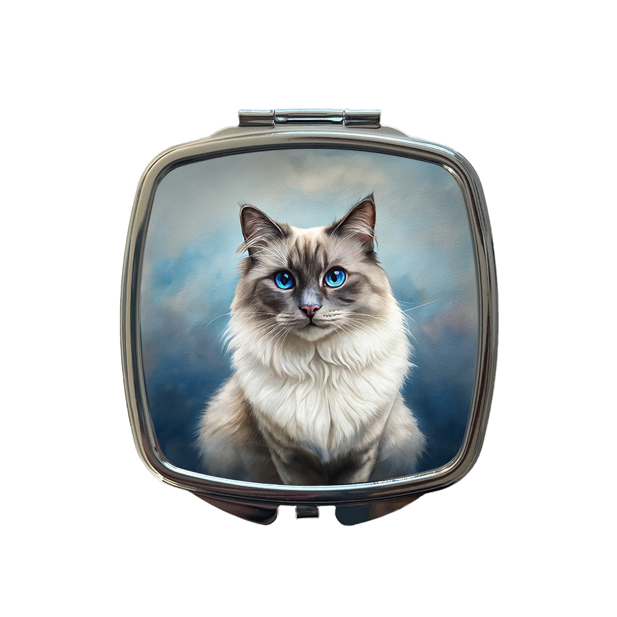 Birman Cat Illustration Small Travel Purse Handbag Pocket Makeup Compact Mirror