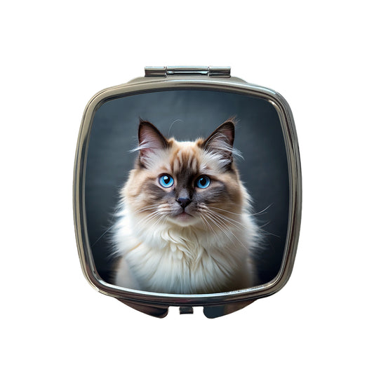 Birman Cat Photo Small Travel Purse Handbag Pocket Makeup Compact Mirror