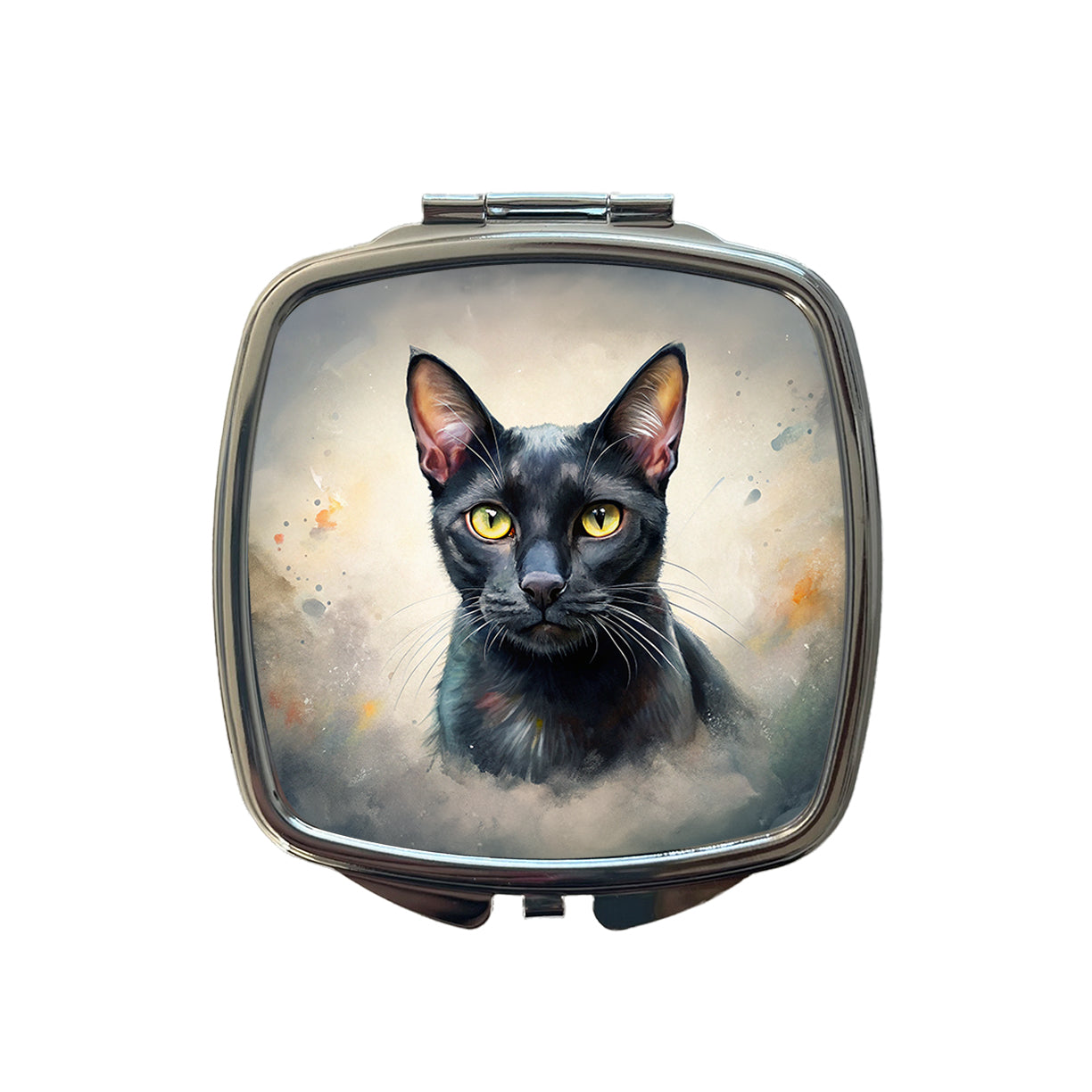 Bombay Black Cat Illustration Small Travel Purse Handbag Pocket Makeup Compact Mirror