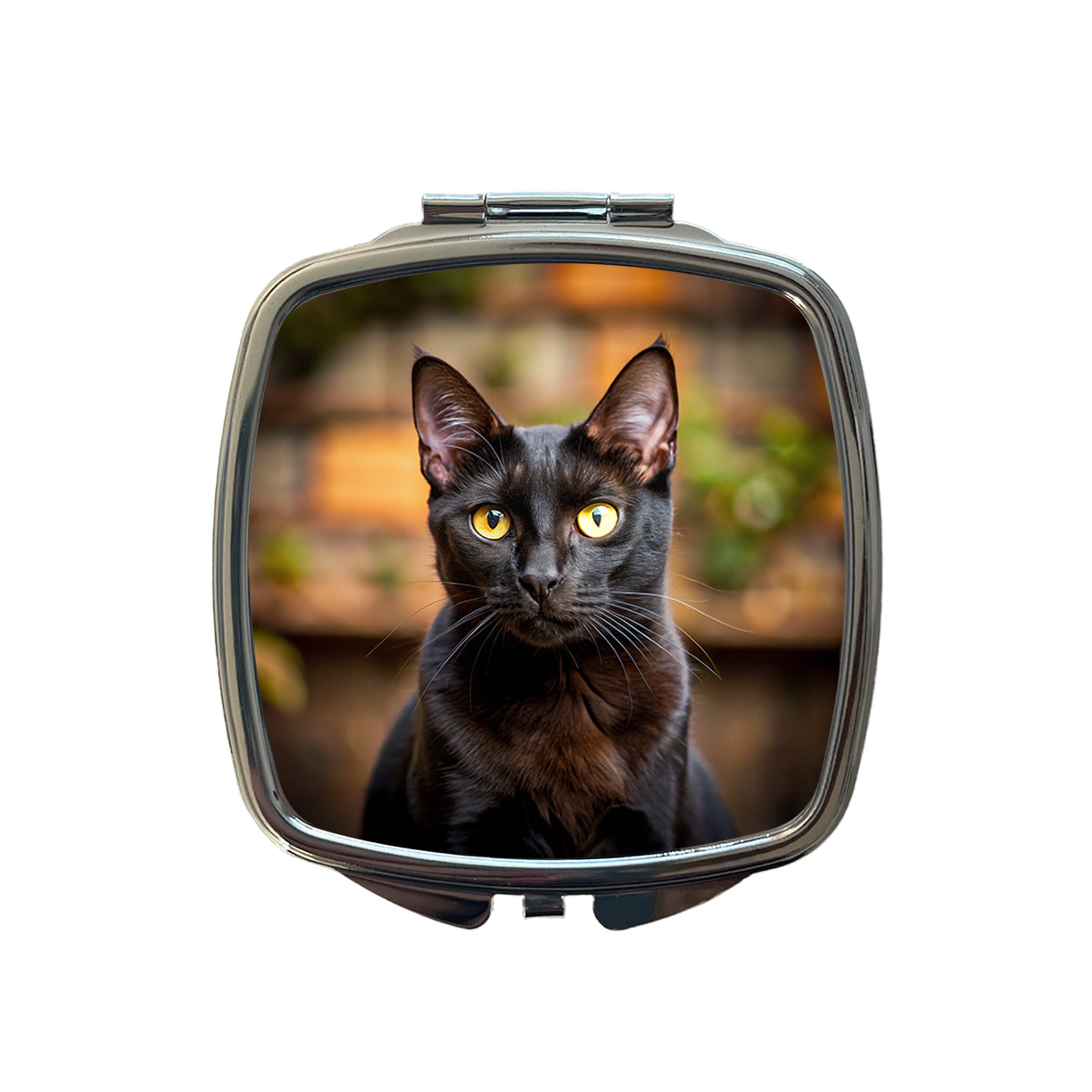 Bombay Black Cat Photo Small Travel Purse Handbag Pocket Makeup Compact Mirror