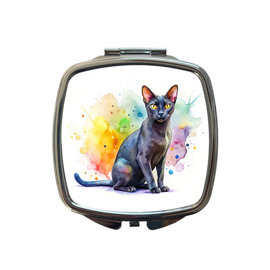 Bombay Black Cat Watercolor Style Small Travel Purse Handbag Pocket Makeup Compact Mirror