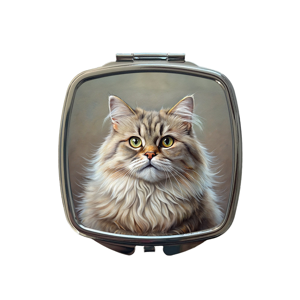 British Longhair Cat Illustration Small Travel Purse Handbag Pocket Makeup Compact Mirror